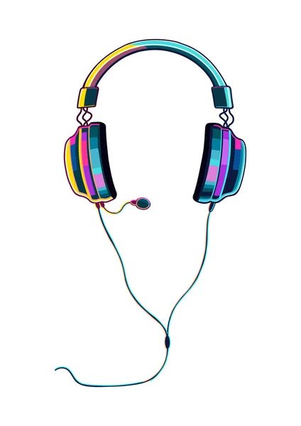 明亮的霓虹灯色游戏耳机 白色背景下孤立的向量设计元素 — 图库矢量图片