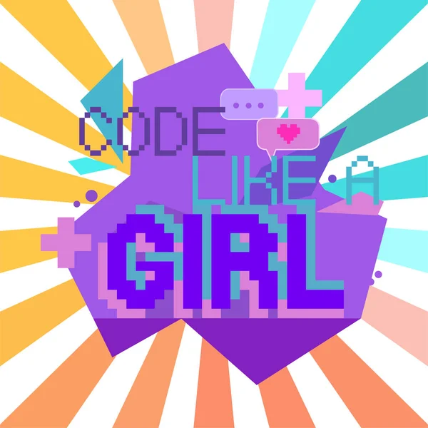 Code Wie Ein Mädchen Phrase Die Schriften Geschrieben Wird Mit — Stockvektor