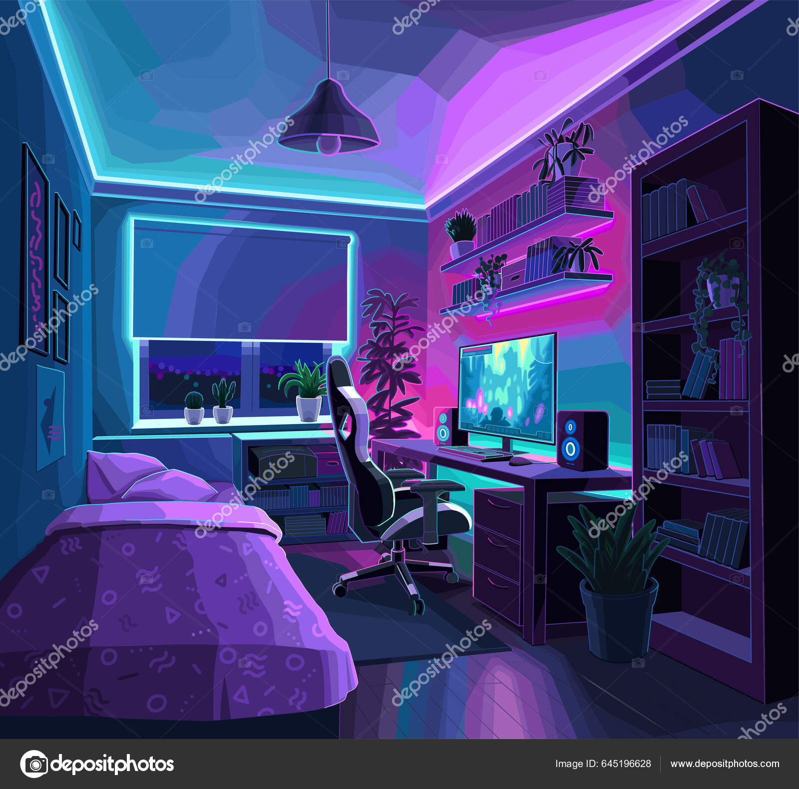 Gaming setup room, gaming room, gaming, gaming setup, Generative AI  ilustración de Stock, gaming setup