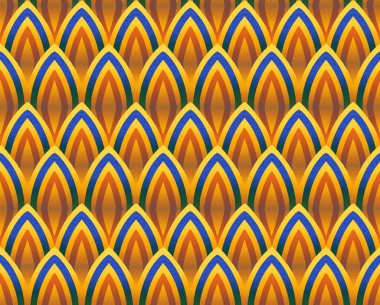 Eski Mısır tarzında dekoratif süs bitkileri. Havada fırçalama tekniğinde tekrar eden kusursuz desen..