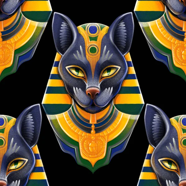 Боги Бастарди Кішка Головному Уборі Фараонів Намалював Міфічний Символ Терплячого — стокове фото