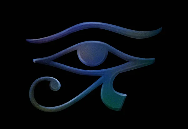 Ojo Azul Oscuro Horus Estilo Aerógrafo Digital Símbolo Egipcio Realista — Foto de Stock