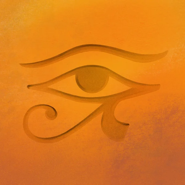 Bas Relief Eye Horus Style Digital Airbrushing Realistic Egyptian Symbol — Stock Photo, Image