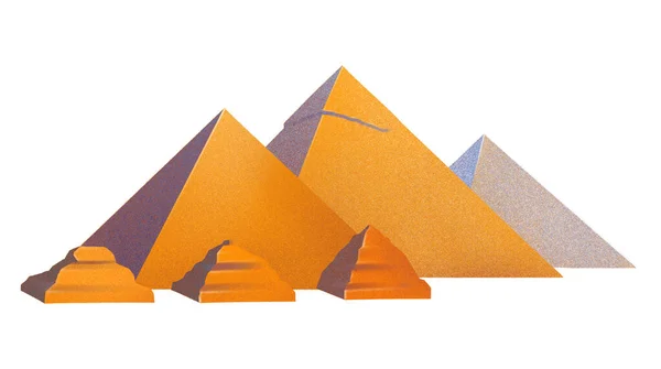 Gízai Piramis Komplexus Digitálisan Festett Illusztrációja Egyiptomi Airbrushing Stílusban — Stock Fotó