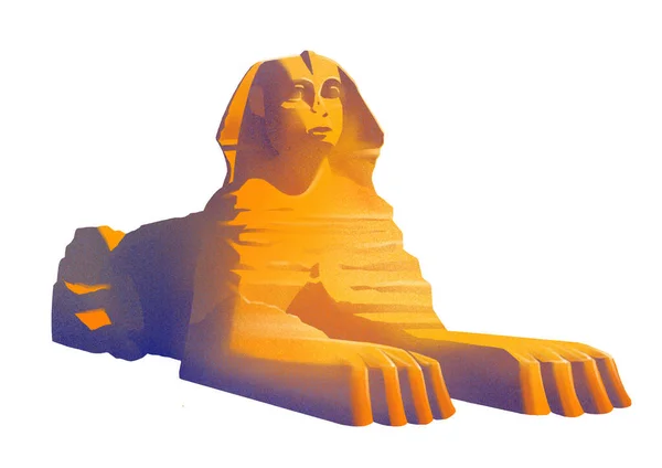 エアブラッシングの技法で描かれたリアルなスフィンクス デジタルで描かれた古代エジプトのシンボルは白い背景に隔離されています — ストック写真
