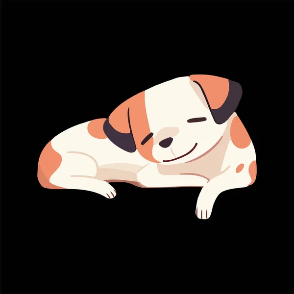 Cute Dog Having Nap Snugly Curled Simple Vector Design Element — Stock Vector