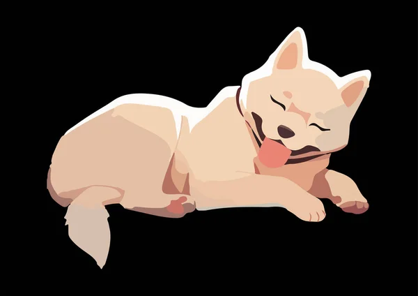Anjing Kulit Putih Yang Lucu Sedang Tidur Siang Dan Meringkuk - Stok Vektor