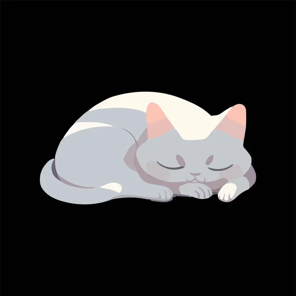 Gato Branco Bonito Tendo Uma Soneca Aconchegante Enrolado Elemento Projeto —  Vetores de Stock