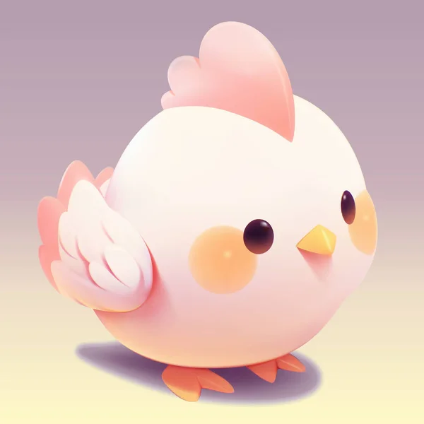 Χαριτωμένο Μικρό Κοτόπουλο Ευγενικό Χαμογελαστό Πρόσωπο Και Μεγάλα Μάτια Εικονογράφηση — Διανυσματικό Αρχείο