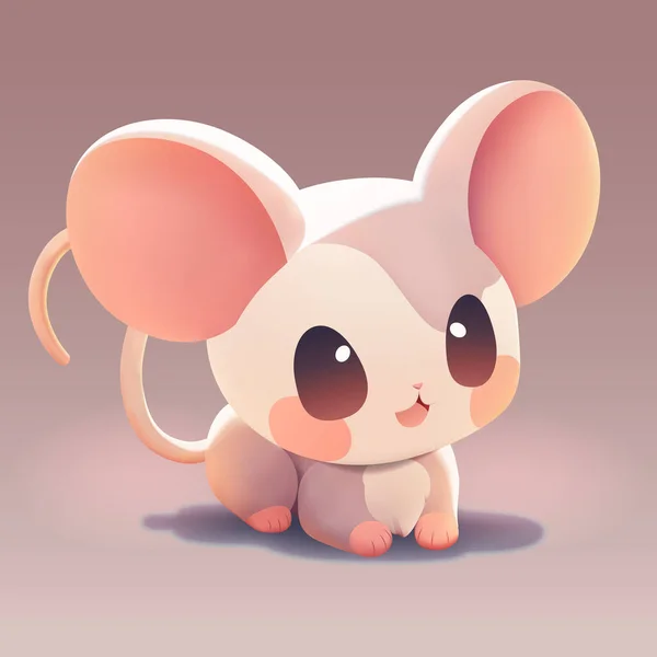 Niedliche Kleine Maus Mit Einem Freundlich Lächelnden Gesicht Und Großen — Stockvektor