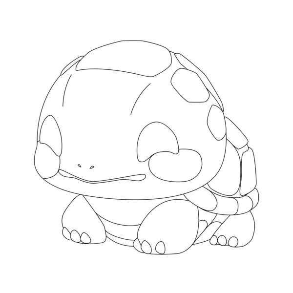 Schattige Kleine Schildpad Met Een Vriendelijk Lachend Gezicht Grote Ogen — Stockvector