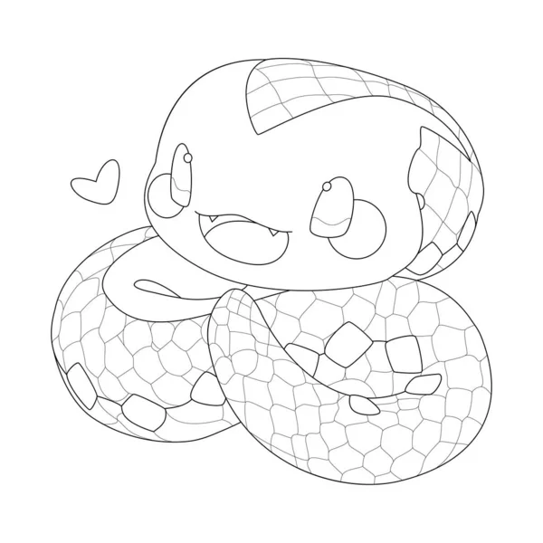 Mignon Petit Serpent Avec Visage Souriant Gentil Grands Yeux Illustration — Image vectorielle