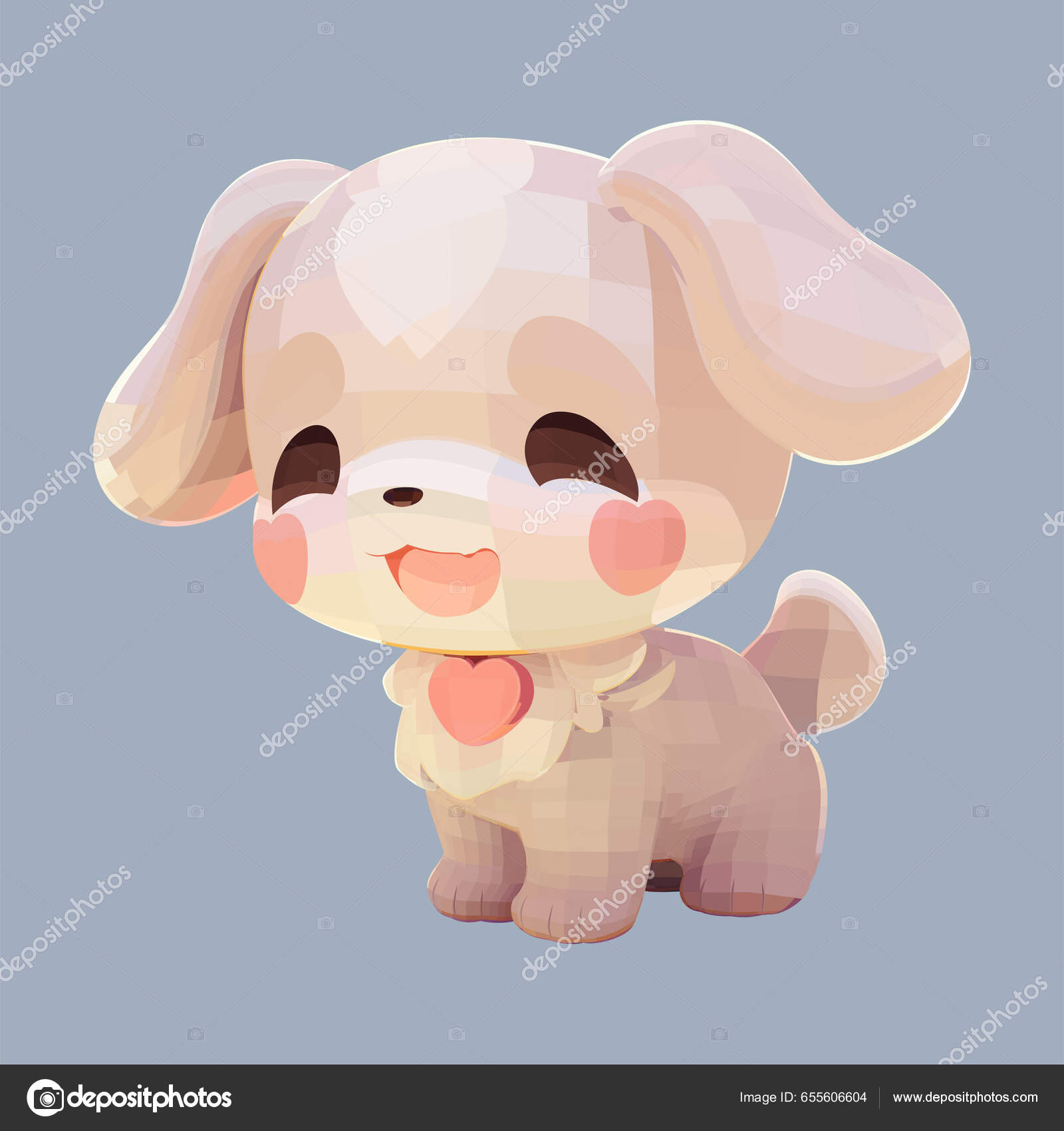 Conjunto de ilustração de desenho animado de cachorro kawaii fofo