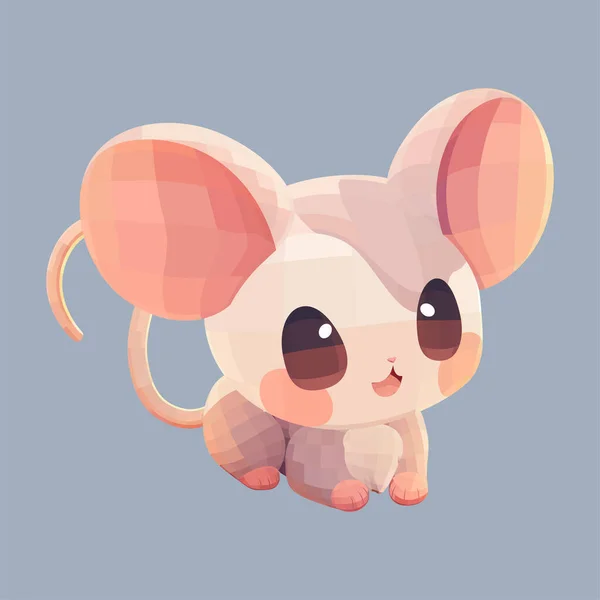 Niedliche Kleine Maus Mit Einem Freundlich Lächelnden Gesicht Und Großen — Stockvektor