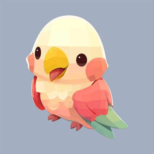 Papagaio Bonito Com Rosto Sorridente Gentil Olhos Grandes Ilustração Animal — Vetor de Stock
