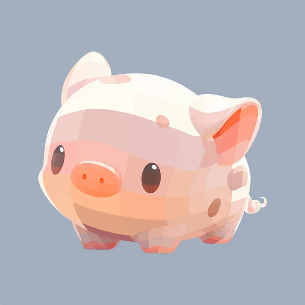 Cute Mini Pig Kind Smiling Face Big Eyes Vector Pet — Stock Vector