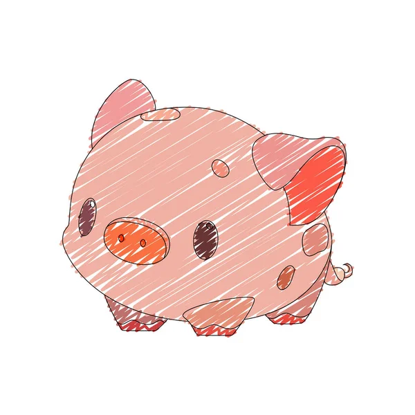 可爱的小猪 有着善良的笑脸和大大的眼睛 用彩色书里孩子气的风格画的向量宠物图解 — 图库矢量图片