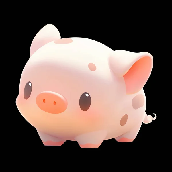 Cute Little Piglet Kind Smiling Face Big Eyes Vector Pet — Stock Vector