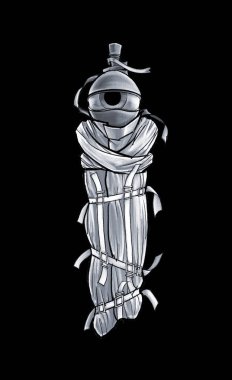 Fantasy enchanted Living Sword in the straitjacket scabbard. Conceptual fantasy illustration. clipart