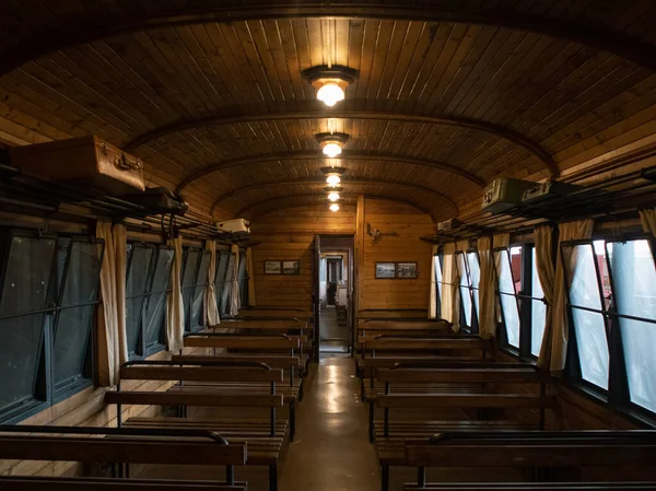 stock image Inside a railway car. Museum of railway transport in the Italian city of Lecce. 