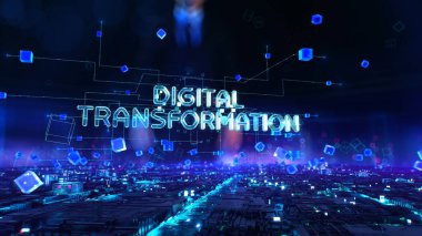 Dijital teknoloji Hitech kavramı. Dinamik dijital arkaplan