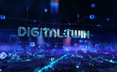 Dijital teknoloji Hitech konsepti. Dinamik dijital arkaplan