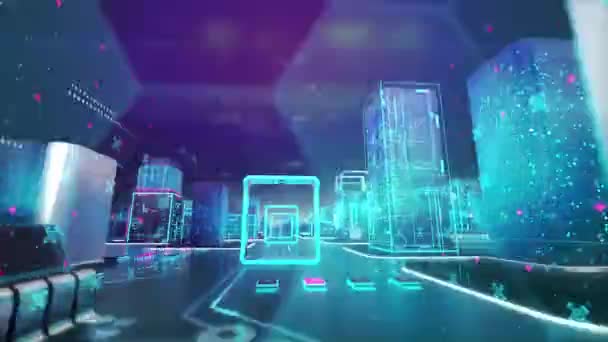 Digitální Město Rozmanitost Podnikání Technologie Koncept Internetu — Stock video