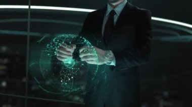 İş Dönüşüm Hologramı Konsepti 4K ile İşadamı