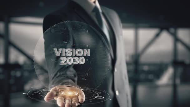 Businessman Business Transformation Hologram Concept — Stock Video