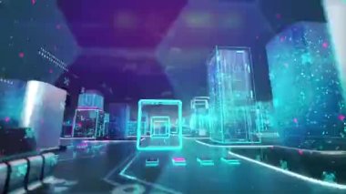 Dijital şehir, iş çeşitliliği, teknoloji ve internet kavramı