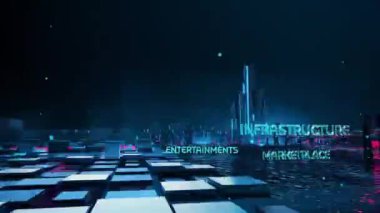 Dijital şehir, iş çeşitliliği, teknoloji ve internet kavramı