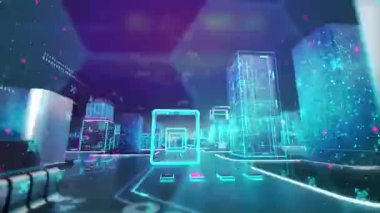 Dijital şehir, iş çeşitliliği, teknoloji ve internet kavramı