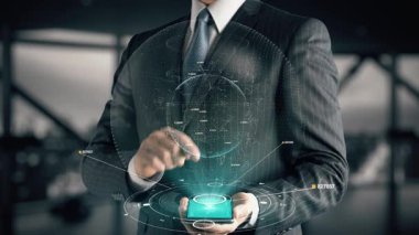 Sözleri olan dijital iş adamı kavramı