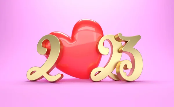 Νέο Έτος 2023 Creative Design Concept Σύμβολο Καρδιάς Επεξεργασμένη Εικόνα — Φωτογραφία Αρχείου