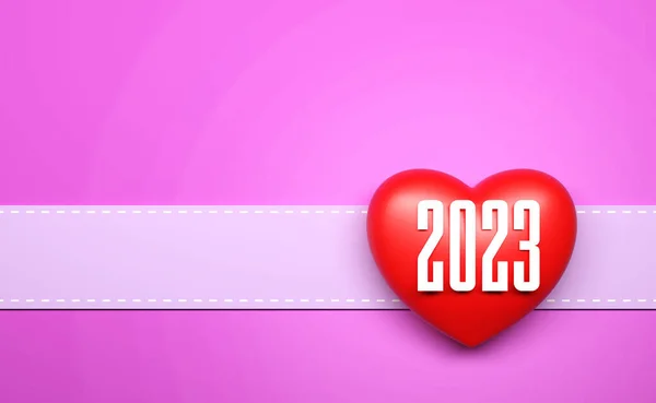 New Year 2023 Creative Design Concept Heart Symbol Rendered Image — Stock Photo, Image