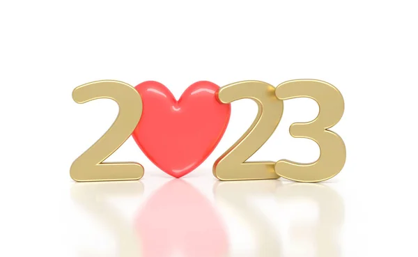 Neues Jahr 2023 Kreatives Gestaltungskonzept Mit Herzsymbol Gerendertes Bild Stockbild
