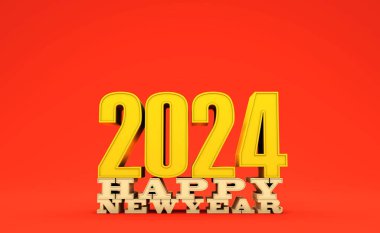 Yeni Yıl 2024 Yaratıcı Tasarım Konsepti - 3B Hazırlanmış Resim