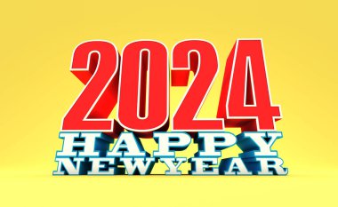 Yeni Yıl 2024 Yaratıcı Tasarım Konsepti - 3B Hazırlanmış Resim