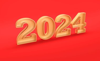 Yeni Yıl 2024 Yaratıcı Tasarım Konsepti - 3B Hazırlanmış Resim