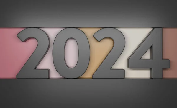 2024新年创意设计概念 3D渲染图像 — 图库照片