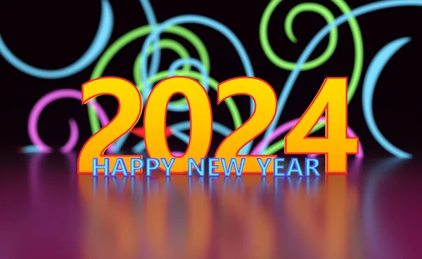 Nový Rok 2024 Creative Design Concept Vykreslený Obraz — Stock fotografie