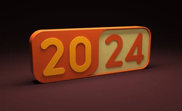 2024年新年クリエイティブデザインコンセプト 3Dレンダリング画像 — ストック写真