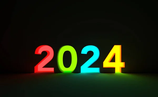 Nieuwjaar 2024 Creatief Ontwerpconcept Rendered Image — Stockfoto