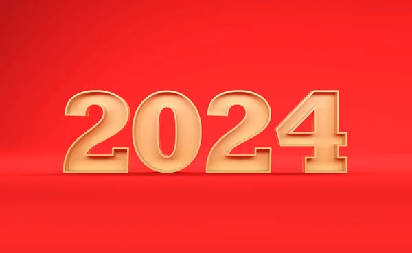 2024年新年クリエイティブデザインコンセプト 3Dレンダリング画像 — ストック写真