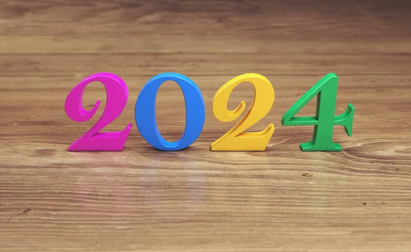New Year 2024 Creative Design Concept Rendered Image — Stock Photo, Image