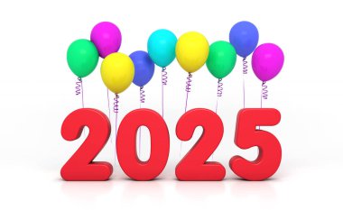 Yeni Yıl 2025 Balonlu Yaratıcı Tasarım Konsepti - 3D Yapılandırılmış Resim