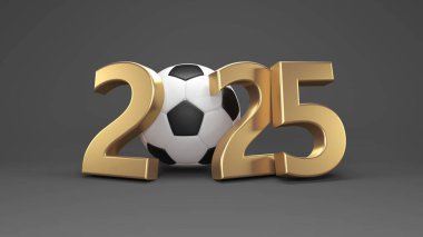 Yeni Yıl 2025 Ayak topu ile Yaratıcı Tasarım Konsepti - 3B Yapılandırılmış Resim