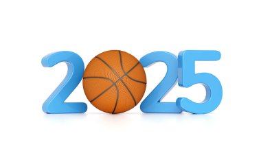 Basketbolla Yeni Yıl 2025 Yaratıcı Tasarım Konsepti - 3D Yapılandırılmış Resim