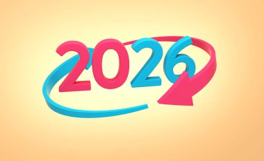 Yeni Yıl 2026 Yaratıcı Tasarım Konsepti - 3D Hazırlanmış Resim
