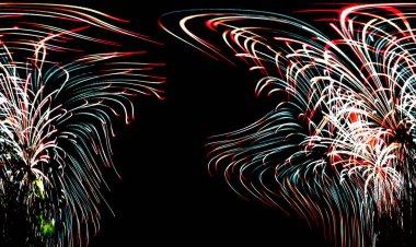 gece güzel renkli havai fişek